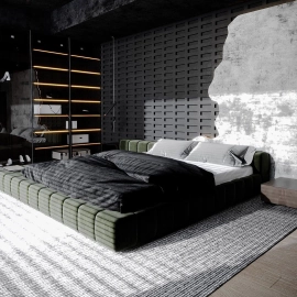 دیزاین اتاق خواب طوسی و سبز